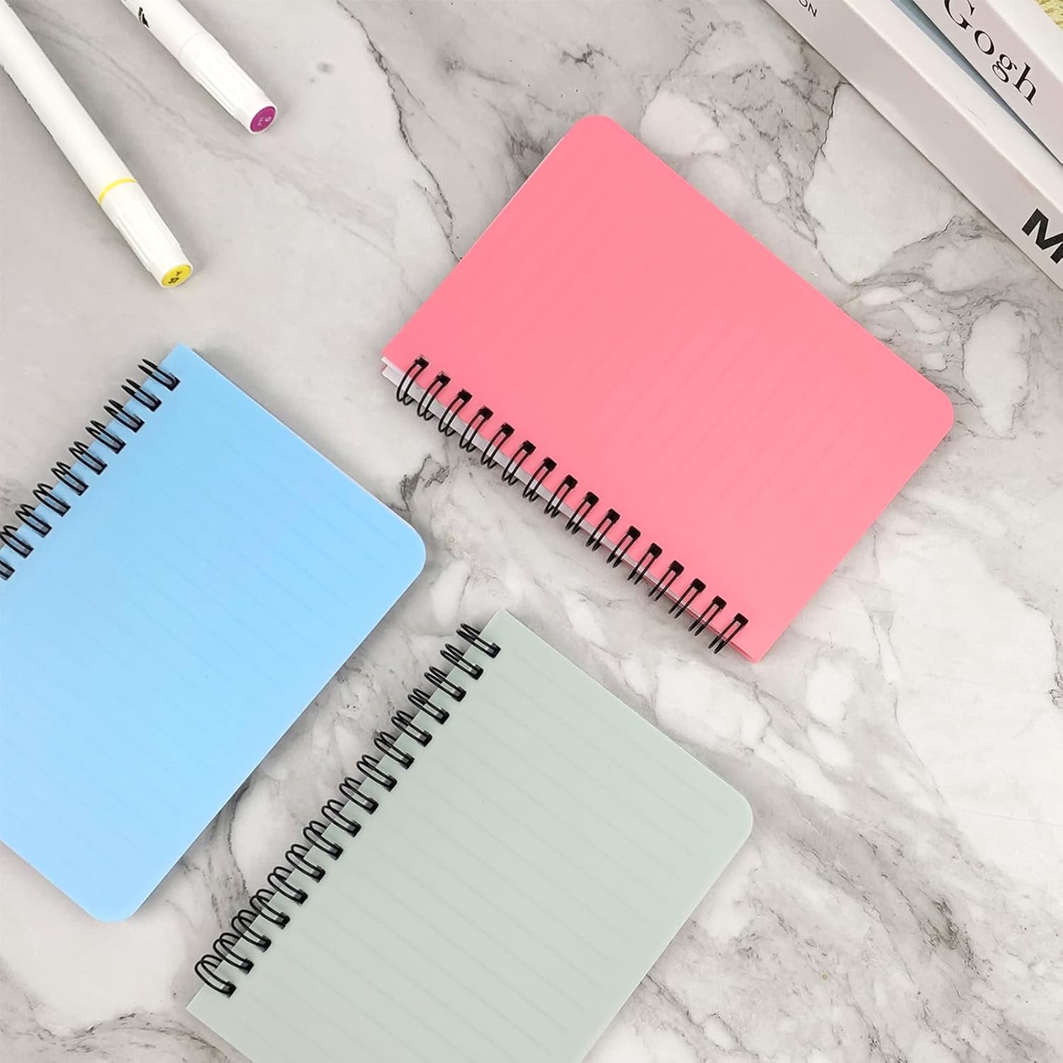 Spiral Notebook 4 Pack Small Pocket Notebook 4.1''x5.9'' A6 Mini Journal Plastic Hardcover Ruled Notebook 4 Color 480 Pages for School Work and Aesthetic Gift Office Supplies for Teen Girls,Boys - Image 5
