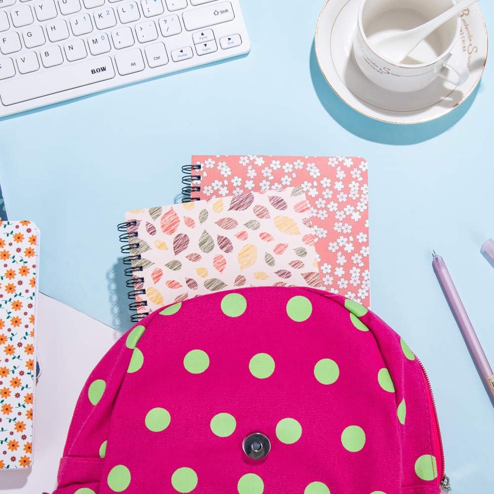 4 Pack Spiral Notebooks 5×7 Inch College Ruled Small Journals Hardcover Floral Cute Note Book for School Supplies Studio Girls Women, Inner Pocket, 80 Sheets/160 Pages - Image 4