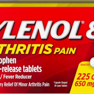 Tylenol 8 Hour Arthritis Pain Extended Fast, Strong Pain Relief Caplets, Acetaminophen 650 mg Each, Relieves Minor Arthritis and Joint Pain, Fever Reducer, Gentle on Stomach, 225 Count Value Size