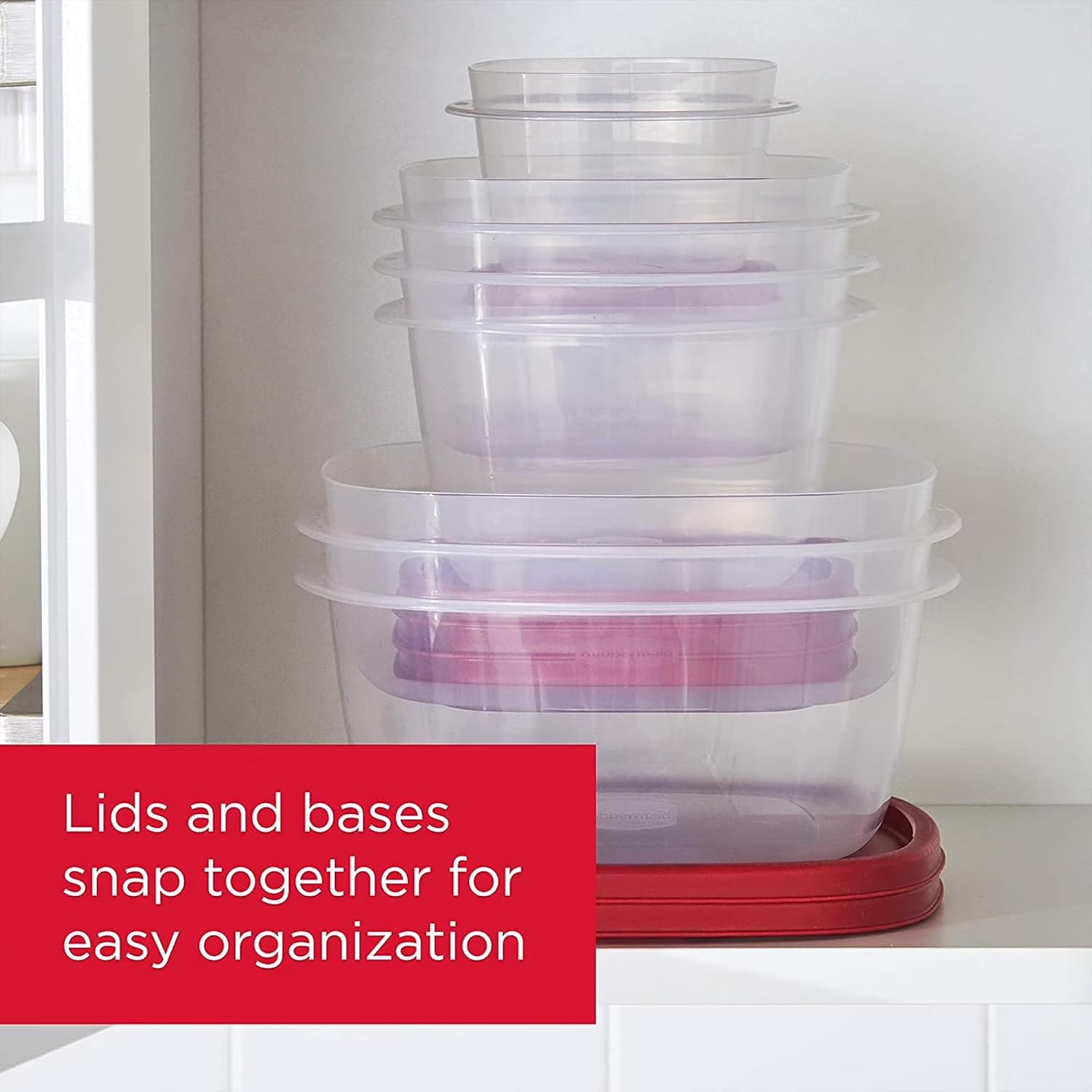 Rubbermaid Kitchen Storage Containers, 40-Piece Assortment with Microwave Vented Lids, Red - Image 4