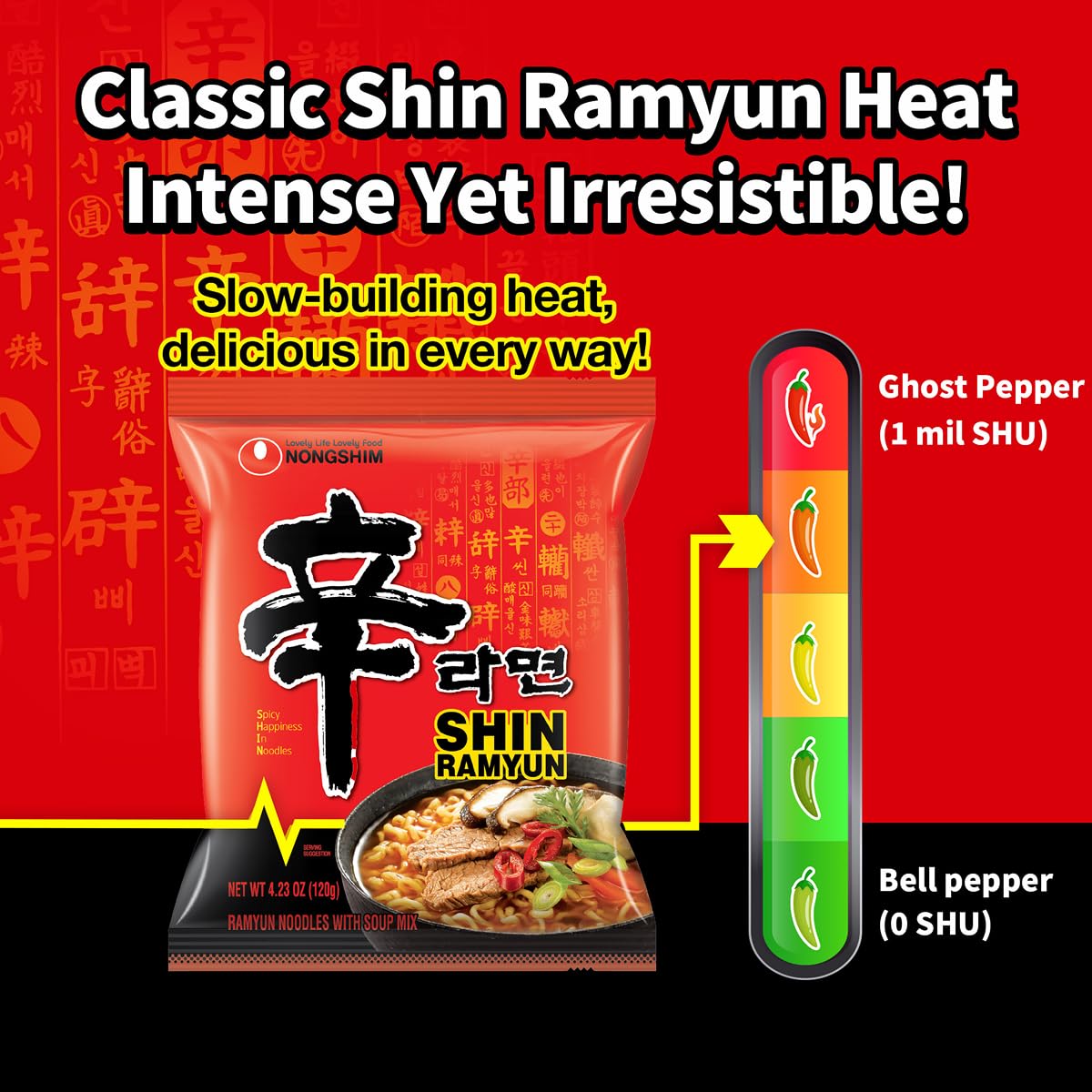 Nongshim Shin Ramyun Noodles, Spicy Korean Signature Instant Ramyun, Rich Beef Flavored Broth, Microwaveable, Korean Instant Noodles, 4.23 oz (Pack of 20), Packaging May Vary. - Image 5