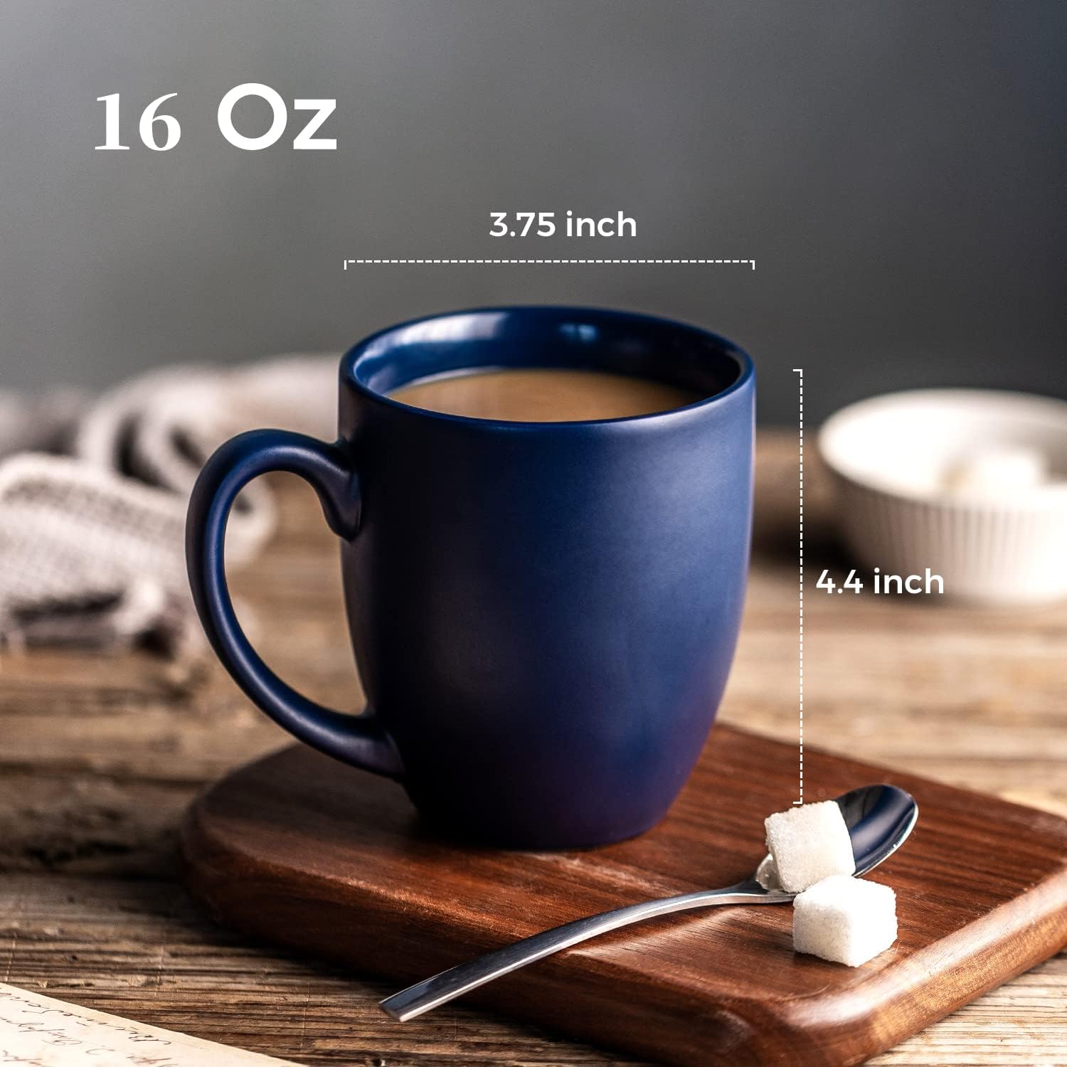 AmorArc 16oz Coffee Mugs Set of 6, Large Ceramic Coffee Mugs for Men, Women, Dad, Mom, Modern Coffee Mugs With Handle For Tea,Latte,Cappuccino,Cocoa. Dishwasher&Microwave Safe, Matte Blue - Image 4