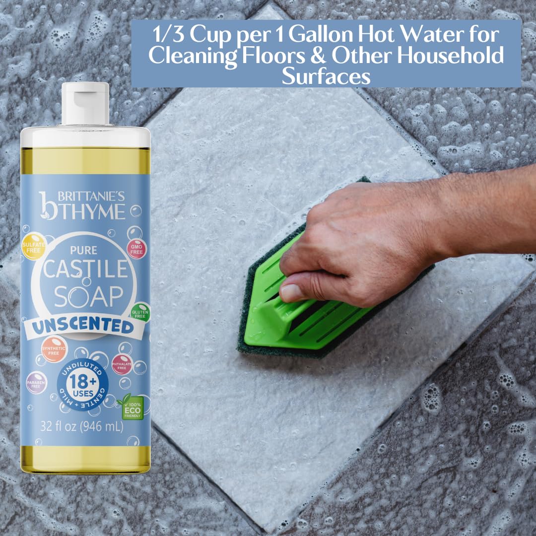 Brittanie’s Pure Castile Liquid Soap Refill, Unscented, 32 Ounce Pack of 2 | Dish Soap, Hair & Body, Home, Gentle and Pure, Made with Natural Luxurious Oils, Vegan & Gluten Free Non-GMO - Image 5