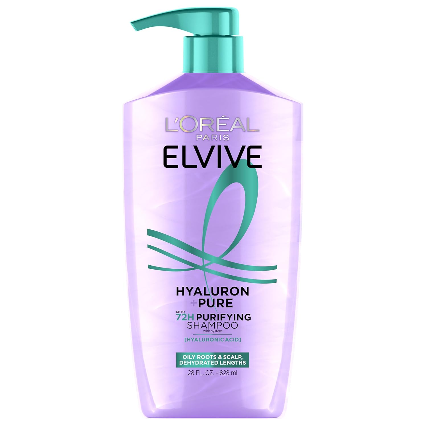 L'Oreal Paris Elvive Hyaluron + Pure 72H Purifying Shampoo for Oily Hair, Clarifying Shampoo with Salicylic Acid and Hyaluronic Acid, 28 Fl Oz - Image 2