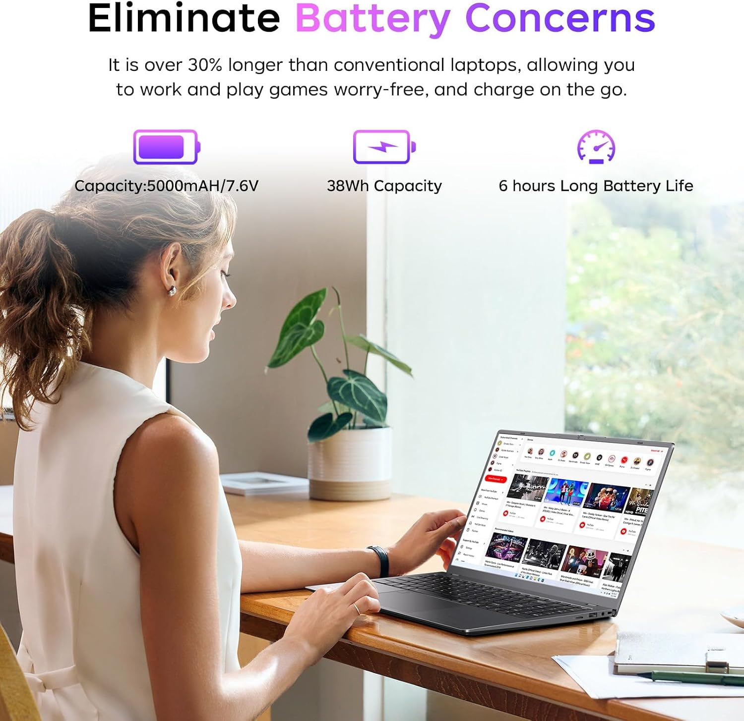 2026 Laptop,N95 Processor(Up to 3.4 GHz),12GB RAM 256GB SSD,15.6 Inch FHD IPS Display, 5000mAh Battery,Type-C,Portable Laptops Computer for Business Office - Image 3