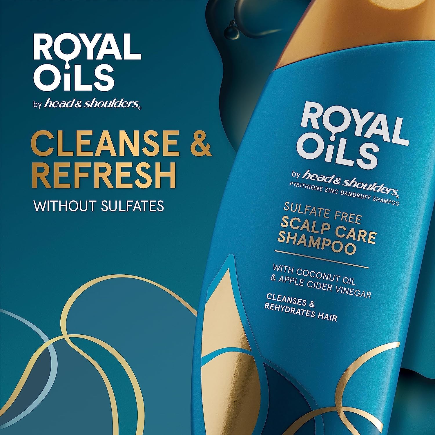 Head & Shoulders Anti-Dandruff Shampoo, Royal Oils Moisturizing Shampoo, 1% Pyrithione Zinc, Curly & Coily Hair, Coconut, Apple Cider Vinegar, Sulfate-Free, 12.8 fl oz - Image 6