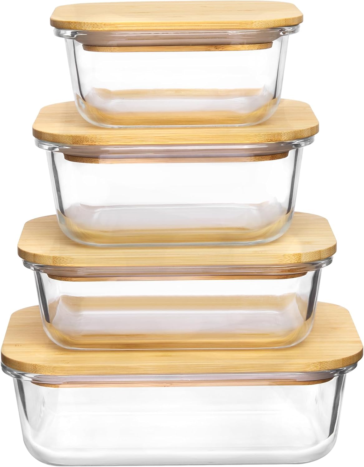 Vtopmart Glass Food Storage Containers with Bamboo Lids, 4 Pack Meal Prep Glass Containers Safe for Microwave, Oven, Freezer and Dishwasher, BPA Free - Image 2