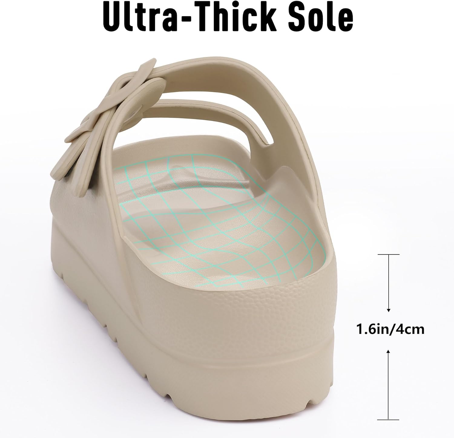 Goosecret Women's Platform Sandals with Arch Support, Chunky Lightweight Foam Slip on Slides, Comfortable Summer Beach Sandals with Adjustable Buckle - Image 7