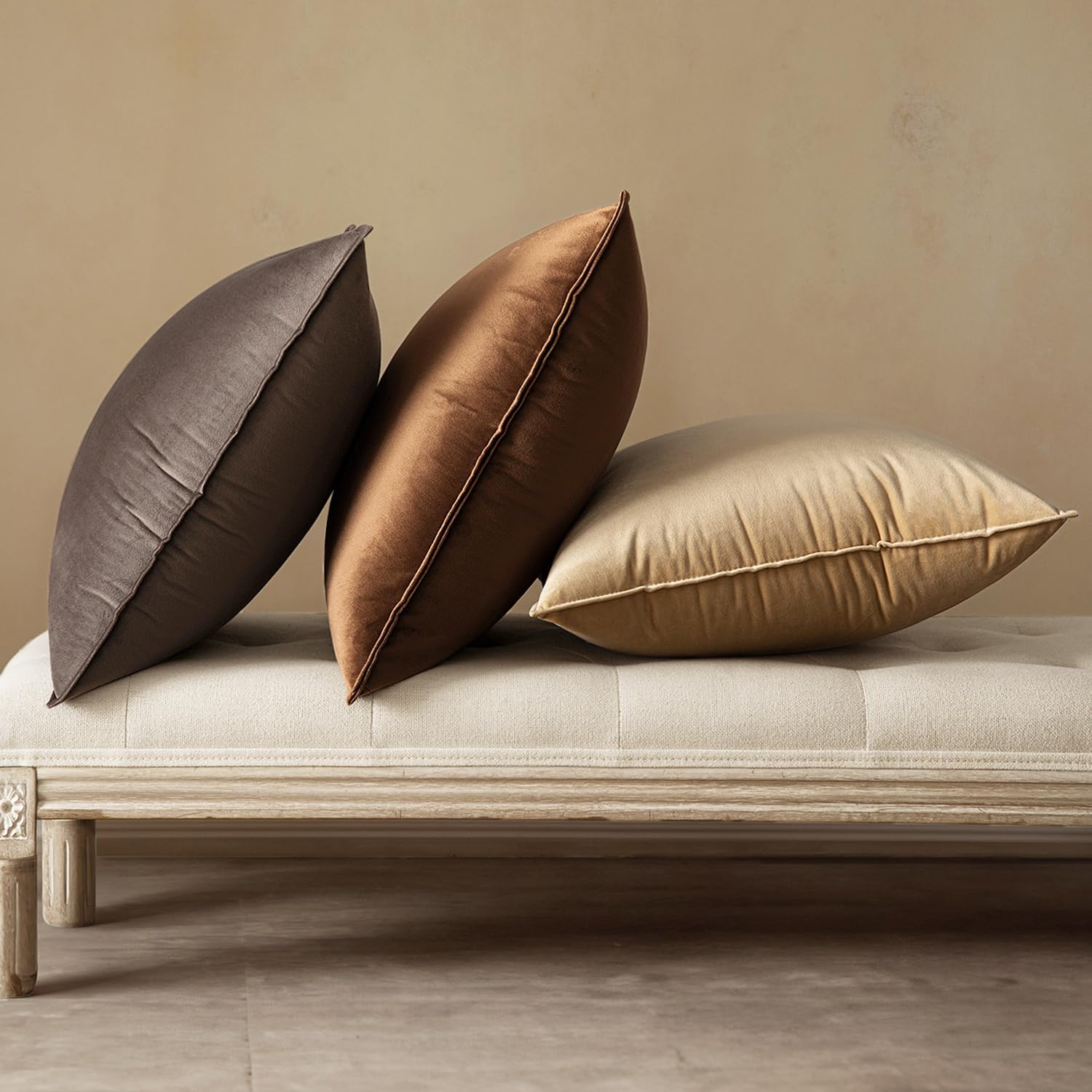 MIULEE Brown Velvet Throw Pillow Covers 20x20 Soft Decorative Solid Square Cushion Cases Pack of 2 Modern Luxury Home Decor for Couch, Sofa, Bedroom - Image 6