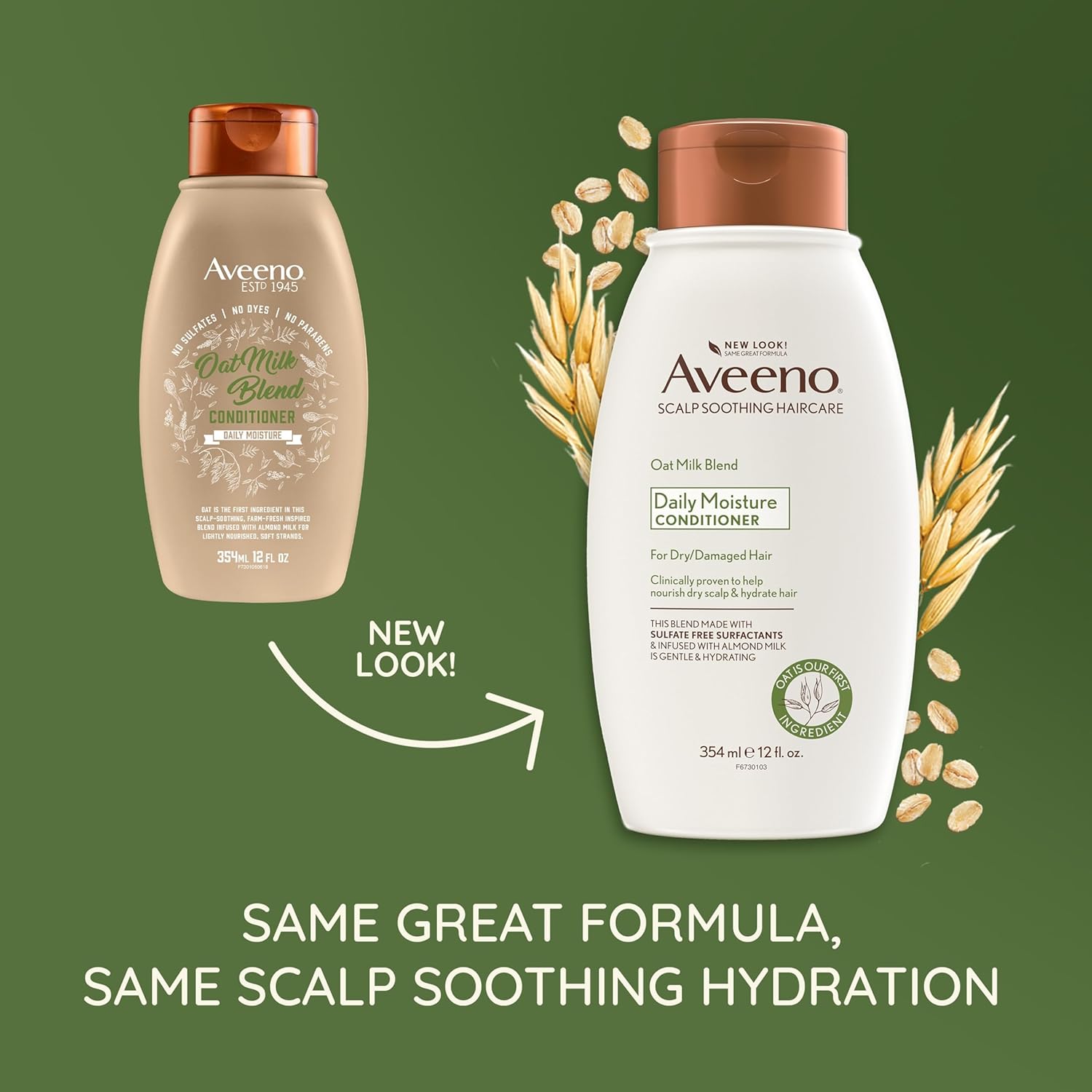 Aveeno Oat Milk Blend Moisturizing Conditioner, Ultra-Hydrating, for Dry, Damaged Hair, 12 fl oz - Image 3
