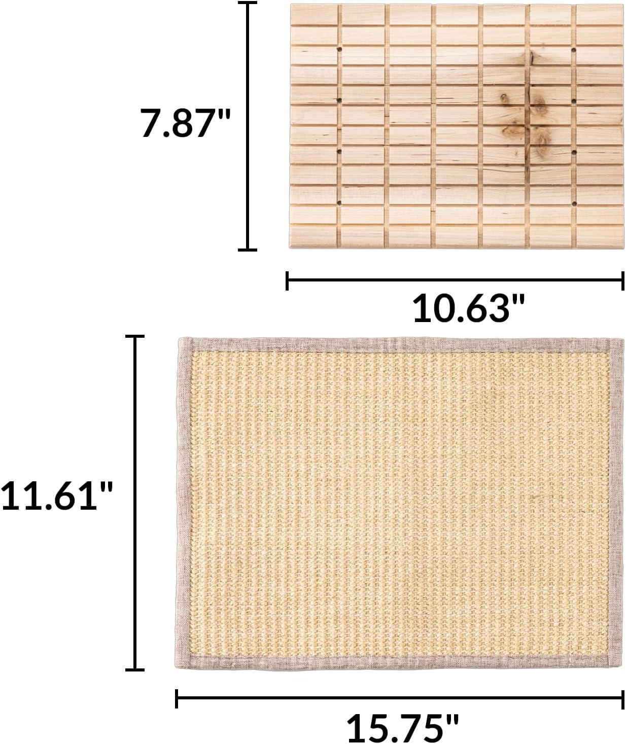 2 PCS, Rabbit Sisal Scratching Mat & Pine Wood Board Set, Indoor Natural Bunny Scratching Pad Toys, Bunny Bed and Bedding, for Claw Grinding & Boredom Relief, for Guinea Pigs, Chinchillas, Hamsters - Image 3
