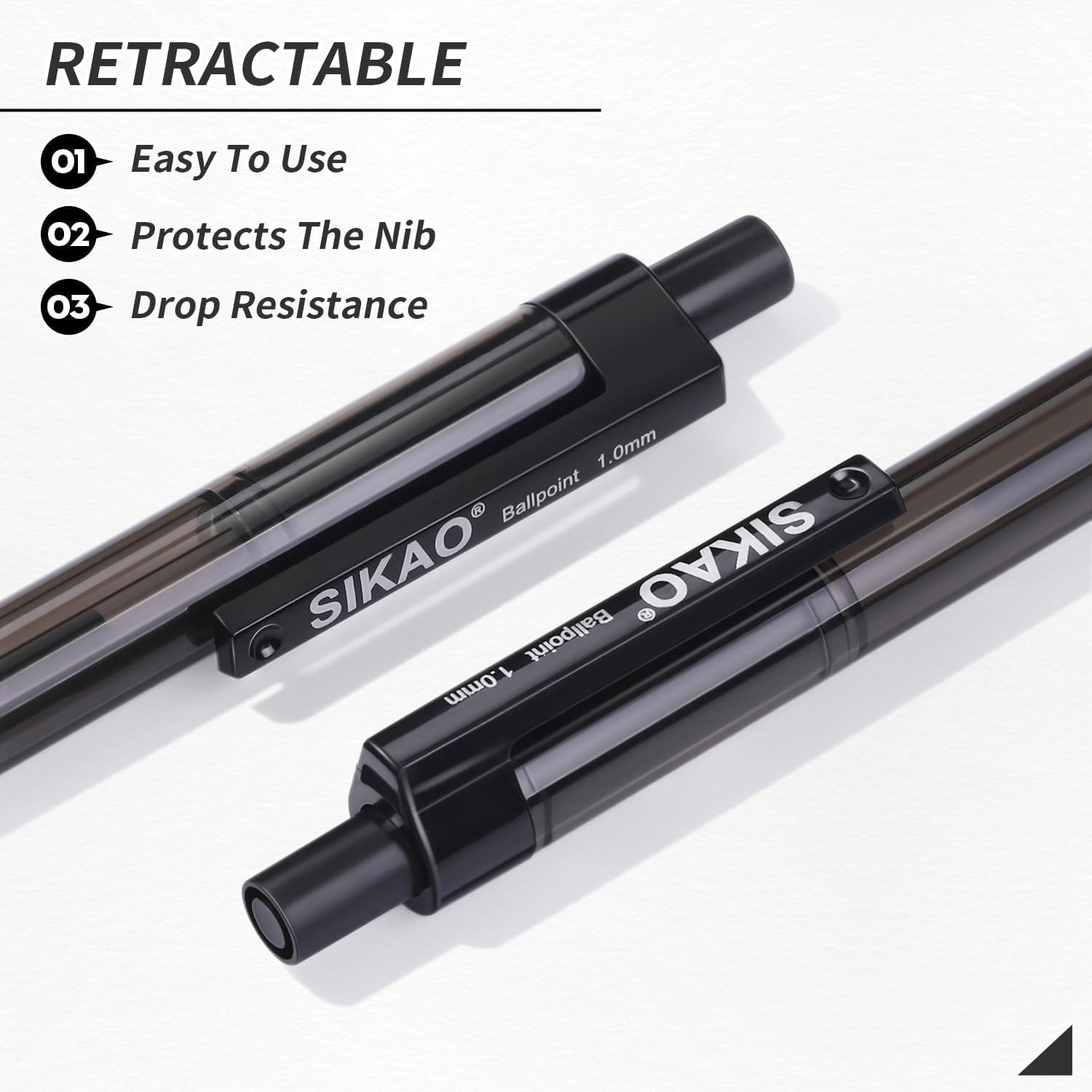 Black Pens Bulk, 60 Pack Retractable Ballpoint Pens Black Ink | Smooth Writing 1.0mm Clear Lines No-Smear, Click Pens for Teachers, Students, Servers, School & Office Supplies - Image 5