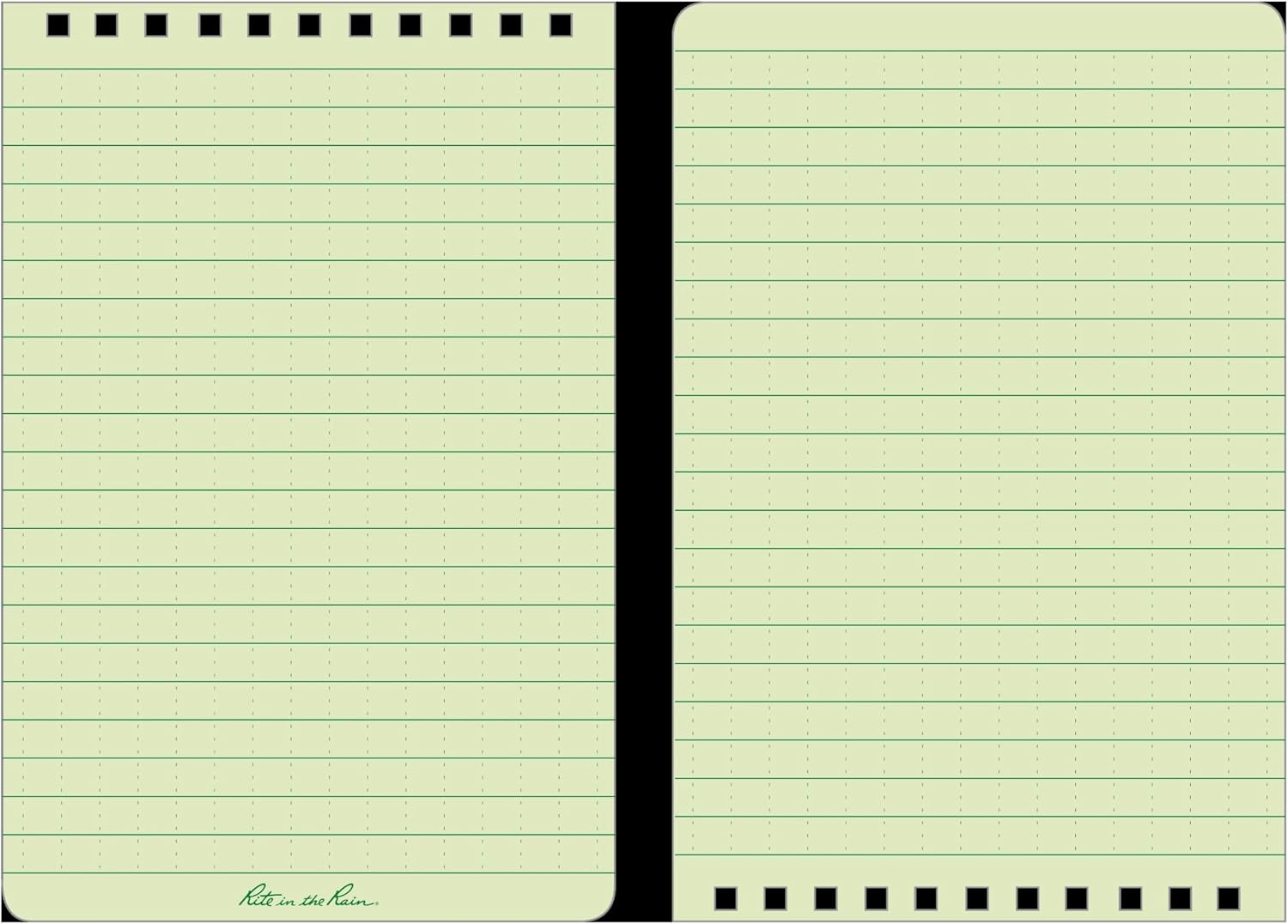Rite In The Rain Weatherproof Top Spiral Notebook, 4" x 6", Green Cover, Universal Pattern, 3 Pack (No. 946-3) - Image 3