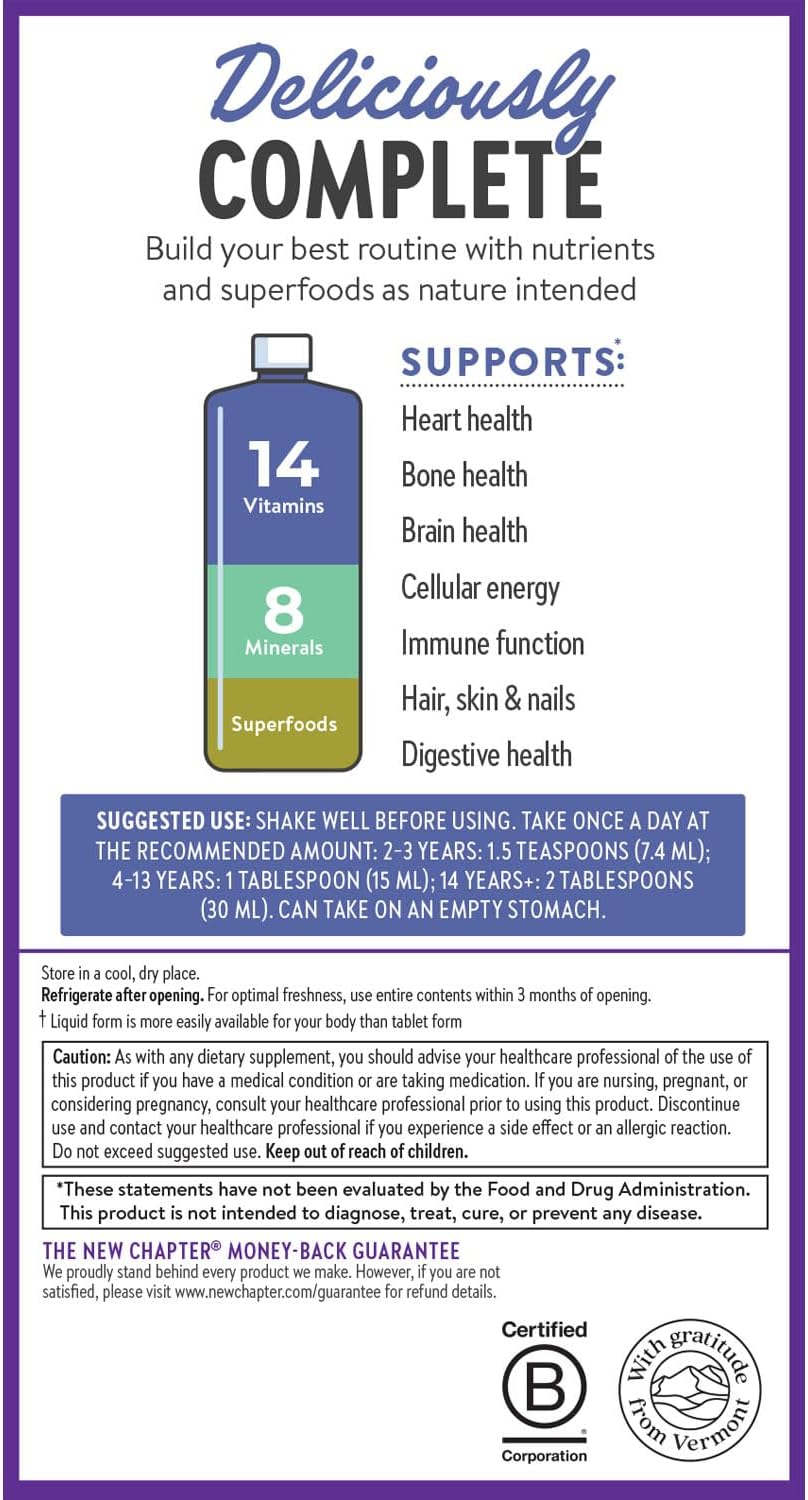 New Chapter Liquid Multivitamin + Mineral Supplement for Whole-Body Benefits, 100% Delicious Multivitamin for Adults, Teens & Kids 2+, Ready to Absorb Faster, Mixed Berry Flavored, 30 oz - Image 9