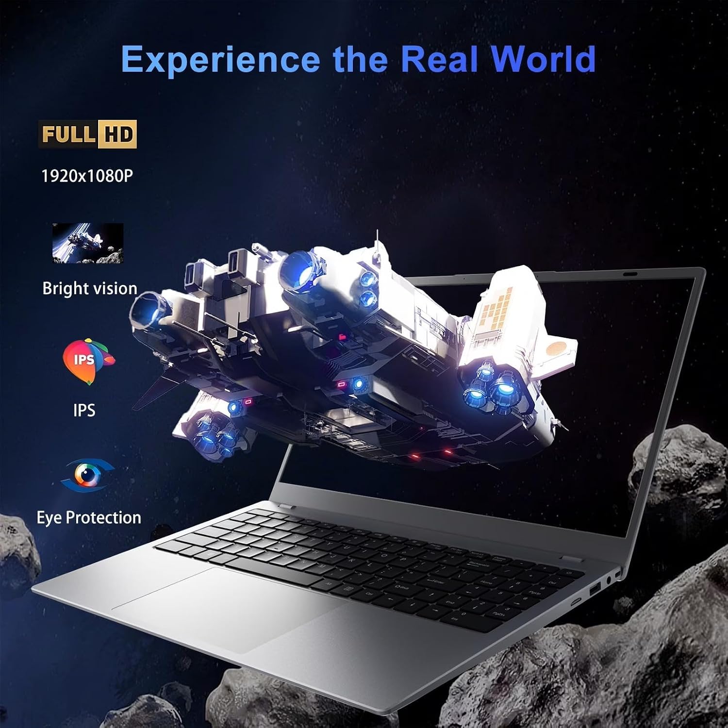 2026 Silver Laptop, Pentium Gold 6500Y Processor(Up to 3.4 GHz),12GB RAM 256GB SSD,15.6 Inch FHD IPS Display, 5000mAh Battery,Type-C,Portable Laptops Computer for Business Office - Image 9