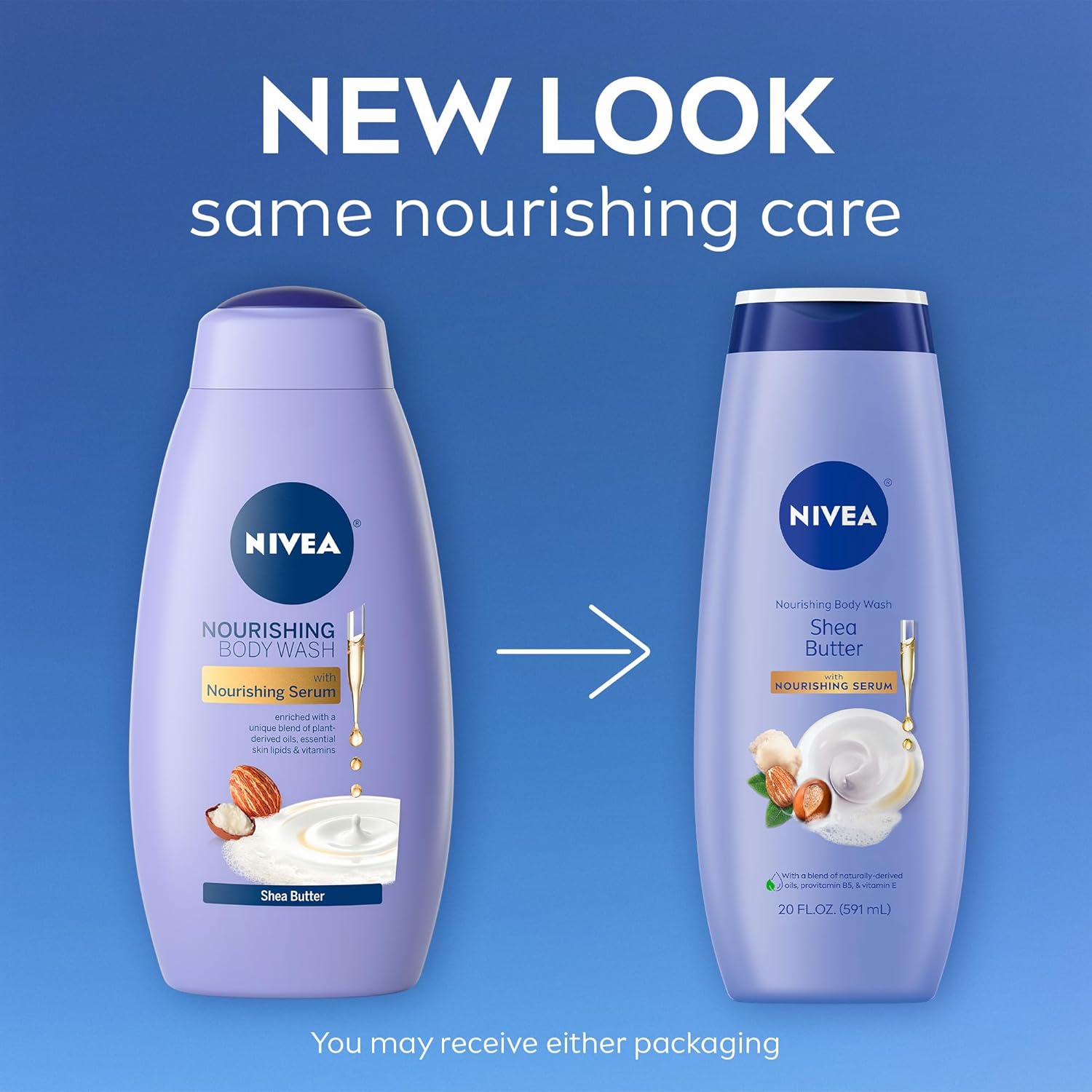 NIVEA Nourishing Shea Butter Body Wash with Nourishing Serum, Moisturizing Body Wash for Women, Enriched Provitamin B5 and Vitamin E, 20 Fl Oz Bottle - Image 3