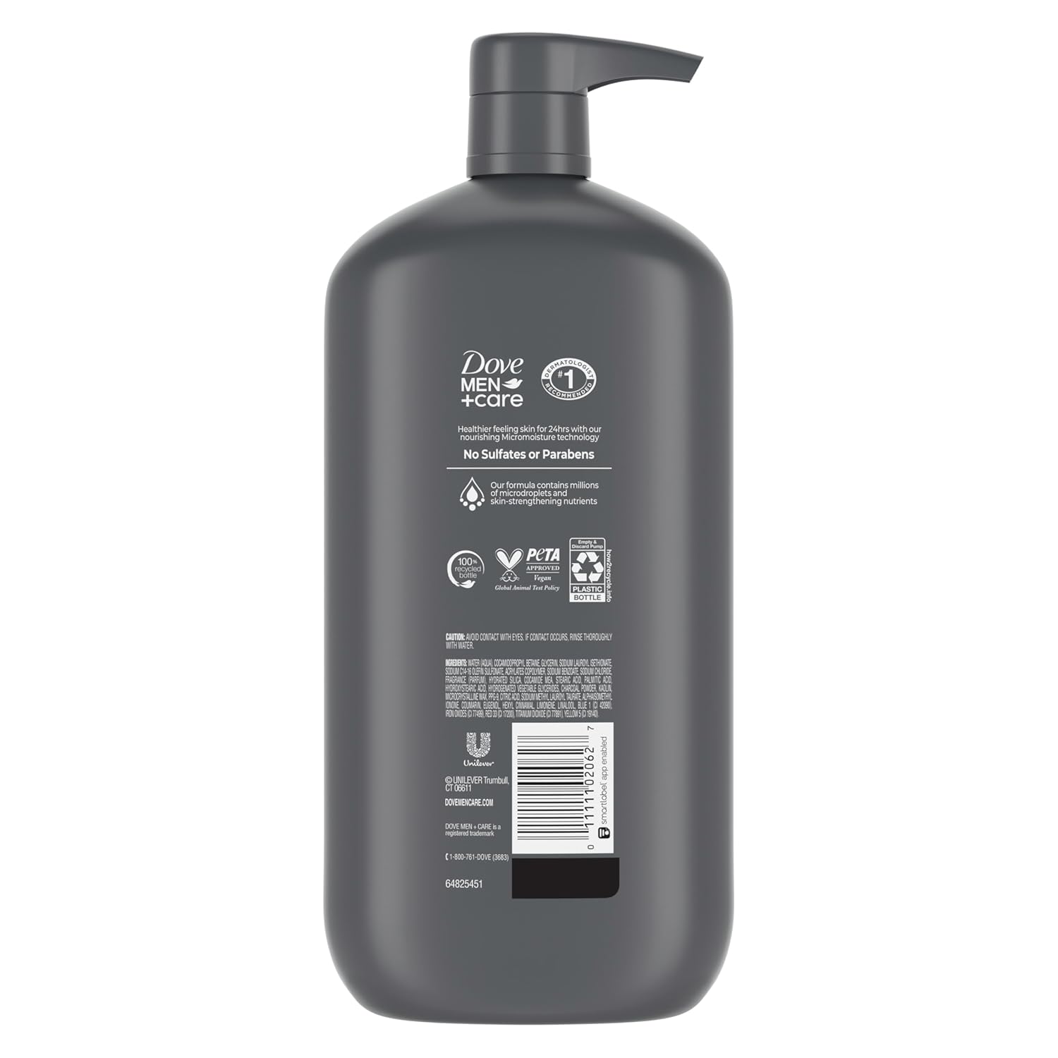 DOVE MEN + CARE Body and Face Scrub Charcoal + Clay Body Wash for Men with 24-Hour Nourishing Micromoisture Technology 30 oz - Image 3