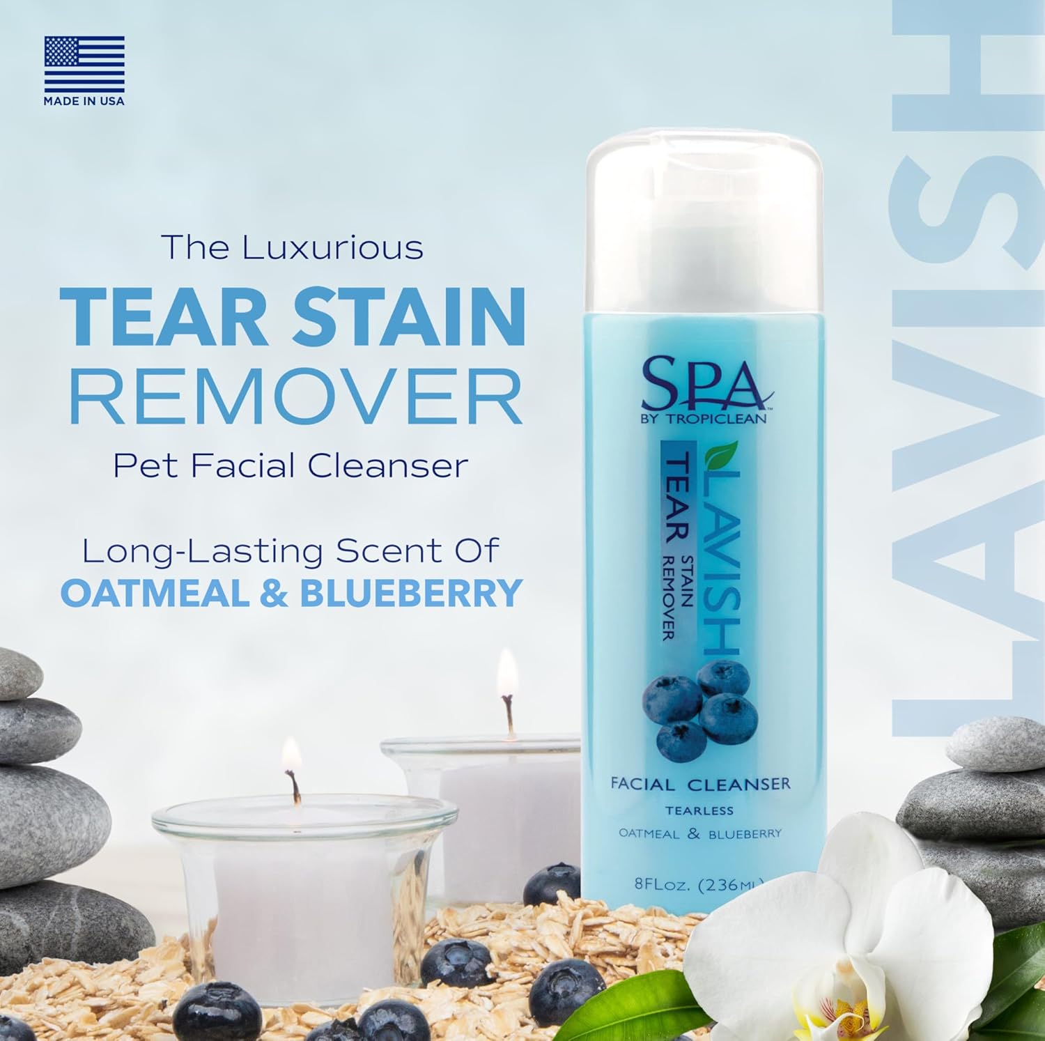 TropiClean SPA Tear Stain Remover for Dogs | Blueberry Facial Shampoo | Odor Eliminator | Tearless | Whitening and Brightening | Made in USA | 8oz. - Image 4