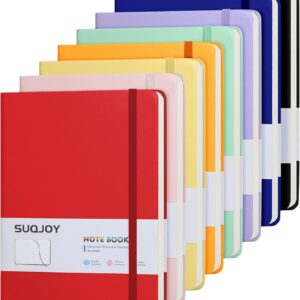 SUQJOY Lined Journal Notebooks for Writing, 100 GSM Thick Paper, 8 Pack Hardcover Notebooks, A5 College Ruled Notebook, Journaling Notebook for School/Travel/Office (Assorted Color- 8 Pack)