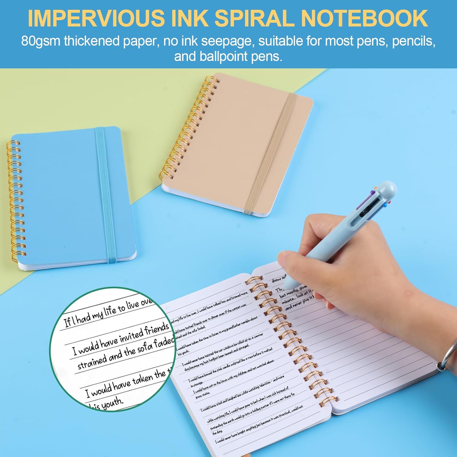 Azureal 6 PCS Small Spiral Notebook 4x6, Notebooks for Note Taking, Colorful Scheme Spiral Journal Notebook, Work Notebook Small Notebooks 4x6 with Strap, Cute Notebooks for Women 50Sheets/Note Books - Image 4