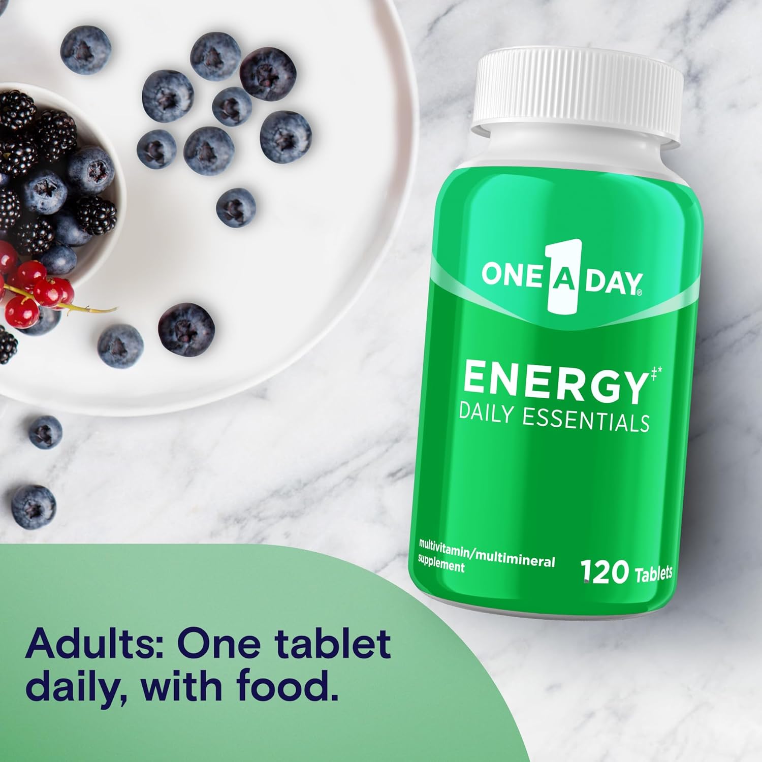 One A Day Energy Daily Essentials Multivitamin, Energy Supplement to Support Mental Alertness and Immune Health with Vitamins A C, D, E, Zinc and Caffeine, 120 Count - Image 7
