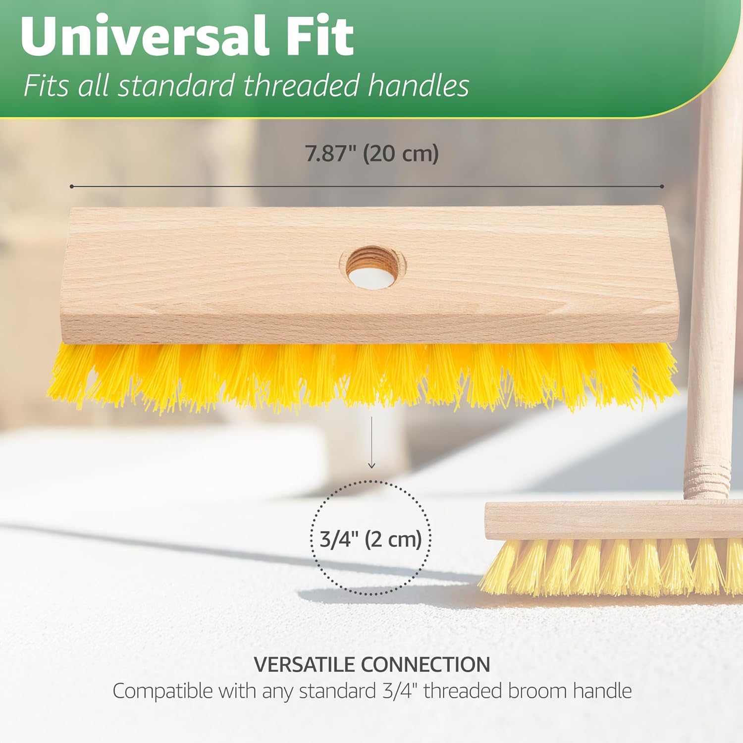 Deck Scrub Brush Head 7.87" - Heavy Duty Concrete & Wooden Deck Scrub Brush With Hard Nylon Bristles - Image 3