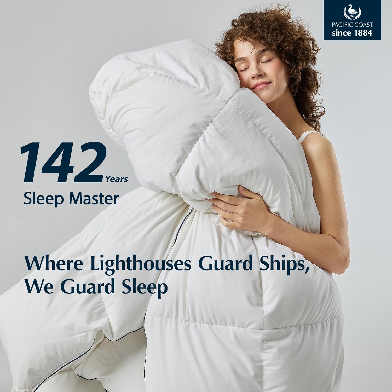 Pacific Coast Goose Feather Down Fiber Comforters King Size, Extra Fluffy White Duvet Insert, Ultra-Soft, Breathable, All Season Hotel Luxury Bedding Comforters, 8 Corner & Center Loops (106"x90") - Image 2
