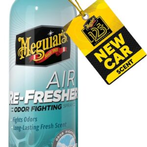 Meguiar’s Air Re-Fresher Odor Fighting Spray – New Car Scent – Convenient Car Air Freshener that Instantly Fights Odors and Leaves Behind a Long-Lasting New Car Scent, 8 Oz Trigger Spray