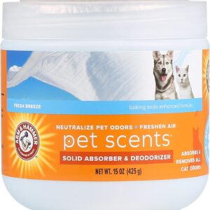 Arm & Hammer Pet Scents Gel Odor Eliminator, Baking Soda Deodorizer for Pet Rooms, Litter Box Areas, and Indoor Spaces, Long-Lasting Solid Gel Format, Fresh Breeze Scent, 15 Oz