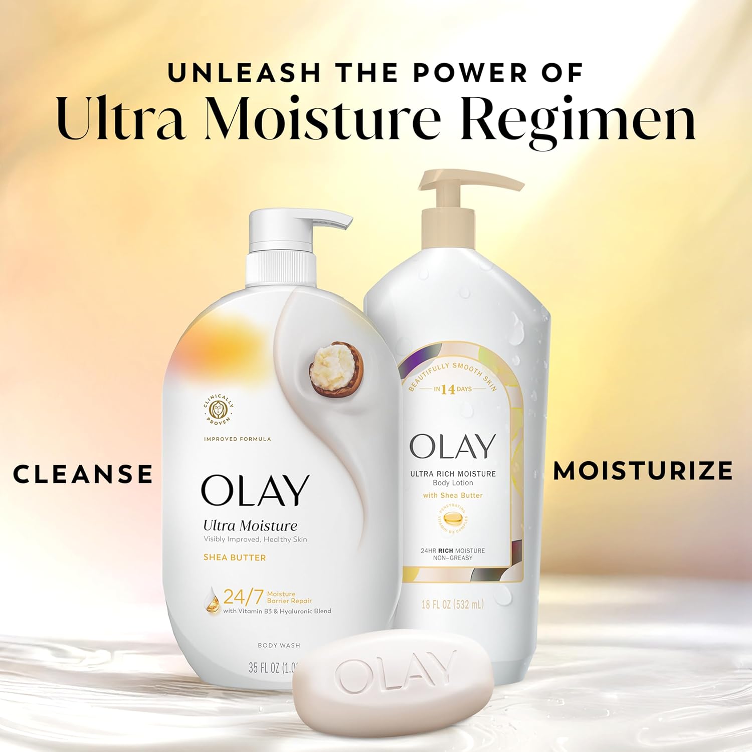 Olay Body Wash for Women, Ultra Moisture, 24/7 Moisture Barrier Repair, Hydrating Formula for Visibly Healthy Soft Skin, Vitamin B3 & Hyaluronic Blend, For All Skin Types, Shea Butter Scent, 35 fl oz - Image 10