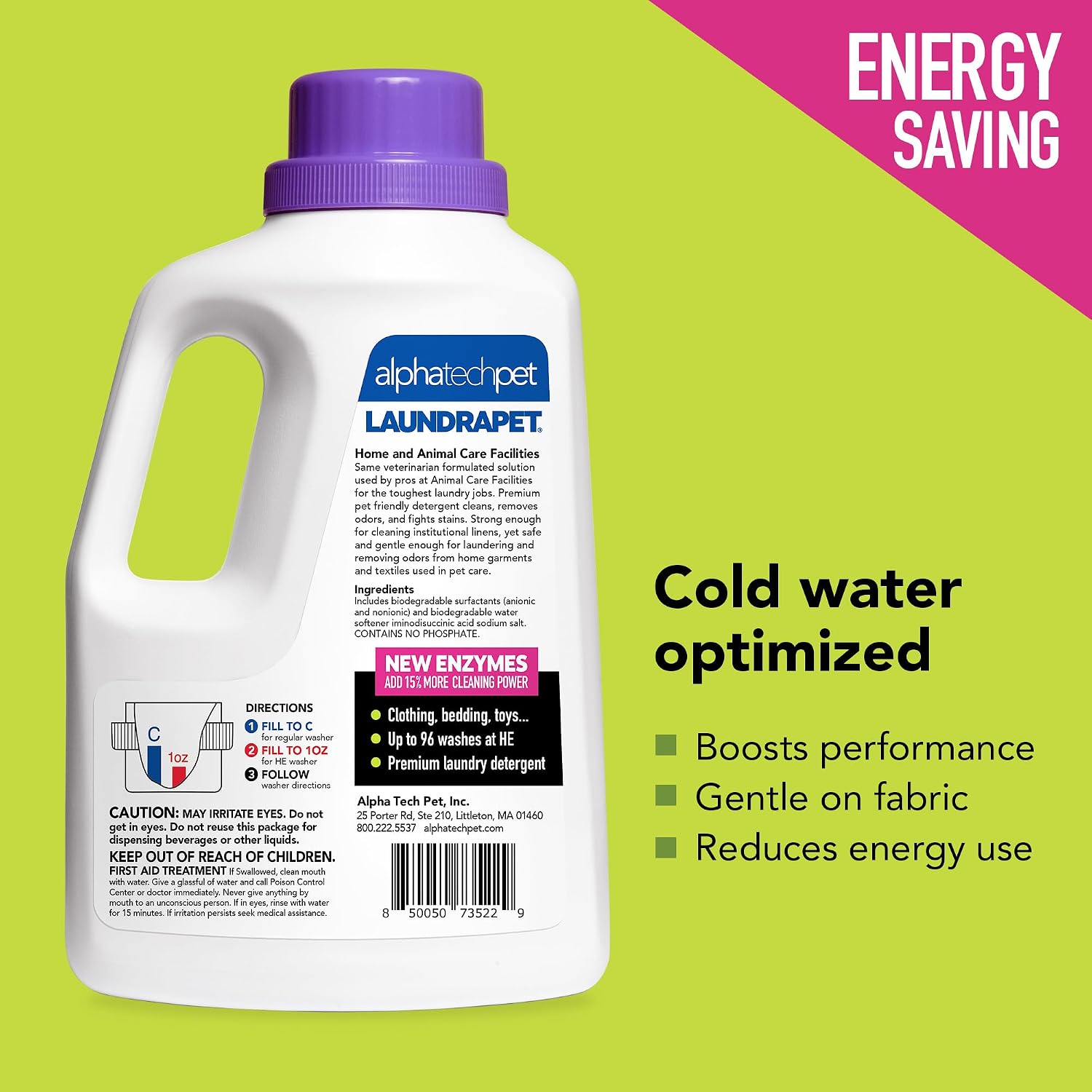 LaundraPet 3X Strength Premium Laundry Detergent with Enzyme Cleaner - 64 Oz (96 Washes) Pet Stain and Odor Eliminator, Enzymatic Detergent by Alpha Tech Pet - Image 7