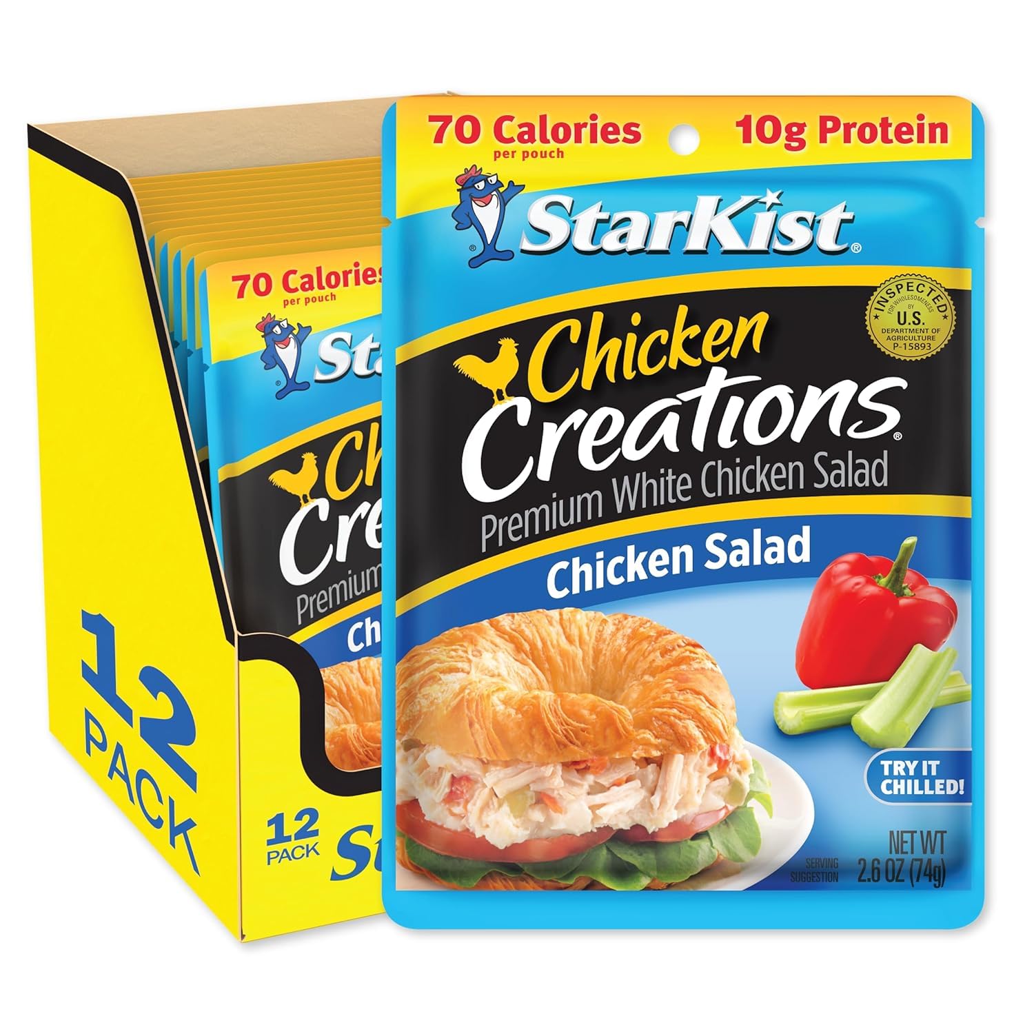 StarKist Chicken Creations Chicken Salad Pouch (2.6 oz - 12 Pack) Fully Cooked White Meat, 10g Protein Per Serving, Gluten Free, Soy Free, No Draining, Ready to Eat for Salad and Sandwiches - Image 2