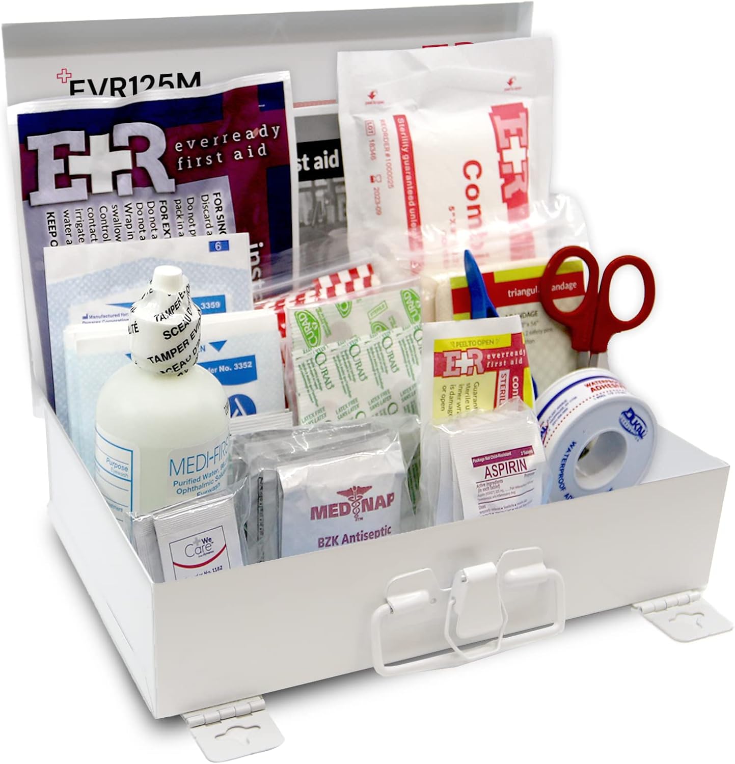 Ever Ready First Aid 107 Piece 25 Person First Aid Kit with Metal Case, OSHA Compliant - Image 2