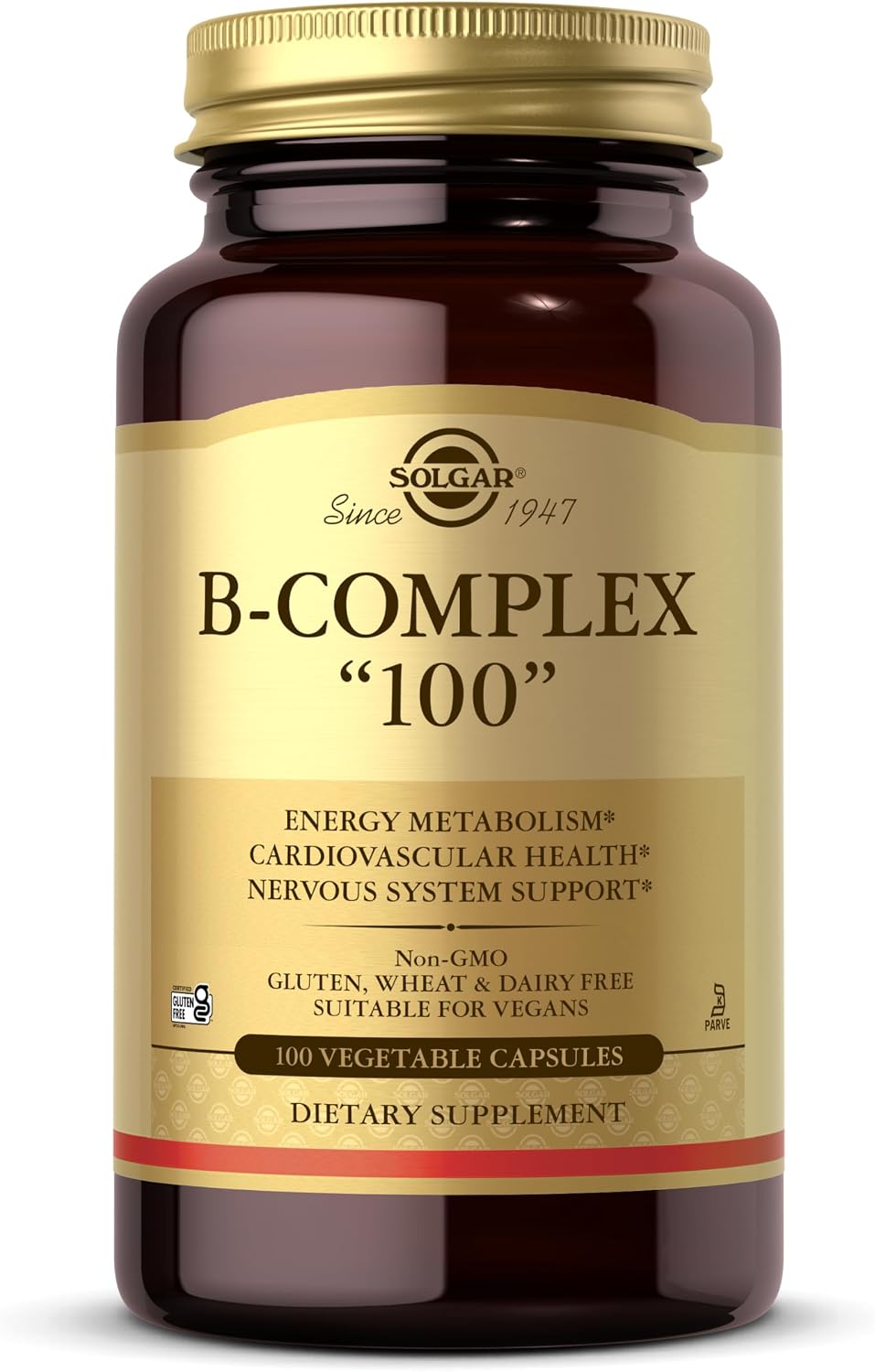 Solgar B-Complex "100", 100 Vegetable Capsules - Nervous System Support - Supports Energy Metabolism - Non-GMO, Vegan, Gluten Free, Dairy Free, Kosher - 100 Servings - Image 2