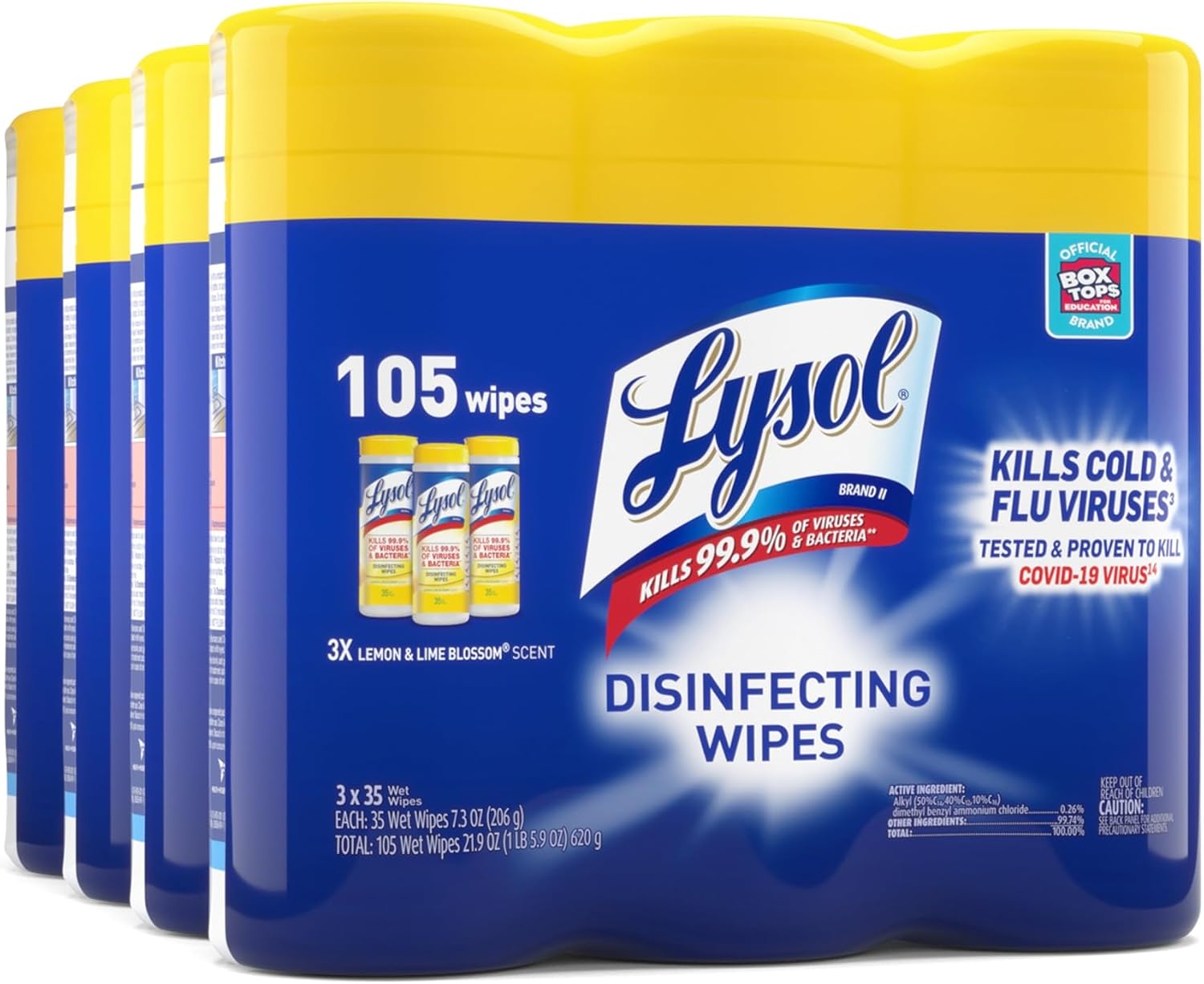 Lysol Disinfecting Wipes, Lemon & Lime Blossom, 105 Wipes (3 Packs of 35 Wipes) Lysol Disinfecting Wipes, Lemon & Lime Blossom, 105 Wipes (3 Packs of 35 Wipes)