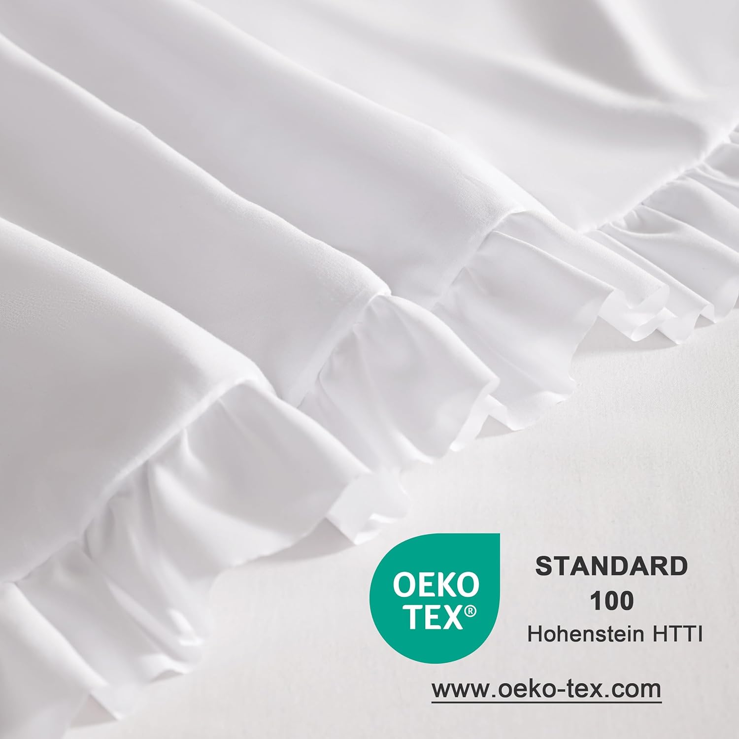 Ruffled Pillowcases, Standard Pillow Shams 20x26 Set of 2, Brushed Microfiber with Envelope Closure, Soft Wrinkle-Resistant, White - Image 6