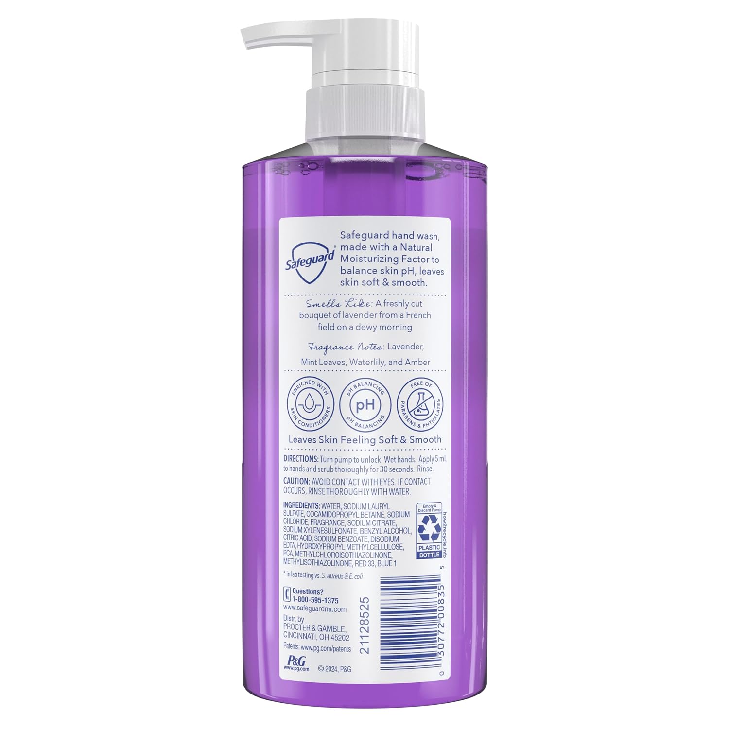 Safeguard Liquid Hand Soap, Micellar Deep Cleansing, Washes Away 99% Bacteria, Made with Natural Moisturizers, Enriched with Skin Conditioners, PH Balanced, Lavender Scent 15.5 oz (Pack of 4) - Image 12