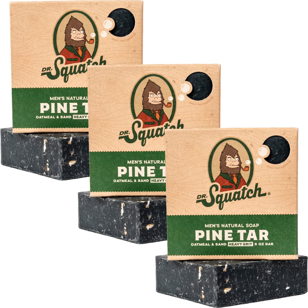 Dr. Squatch Natural Men’s Bar Soap - Cold Process Body Soap Bar with Natural Oils - Gifts for Men - Pine Tar (5 oz, 3-Pack) - Image 2