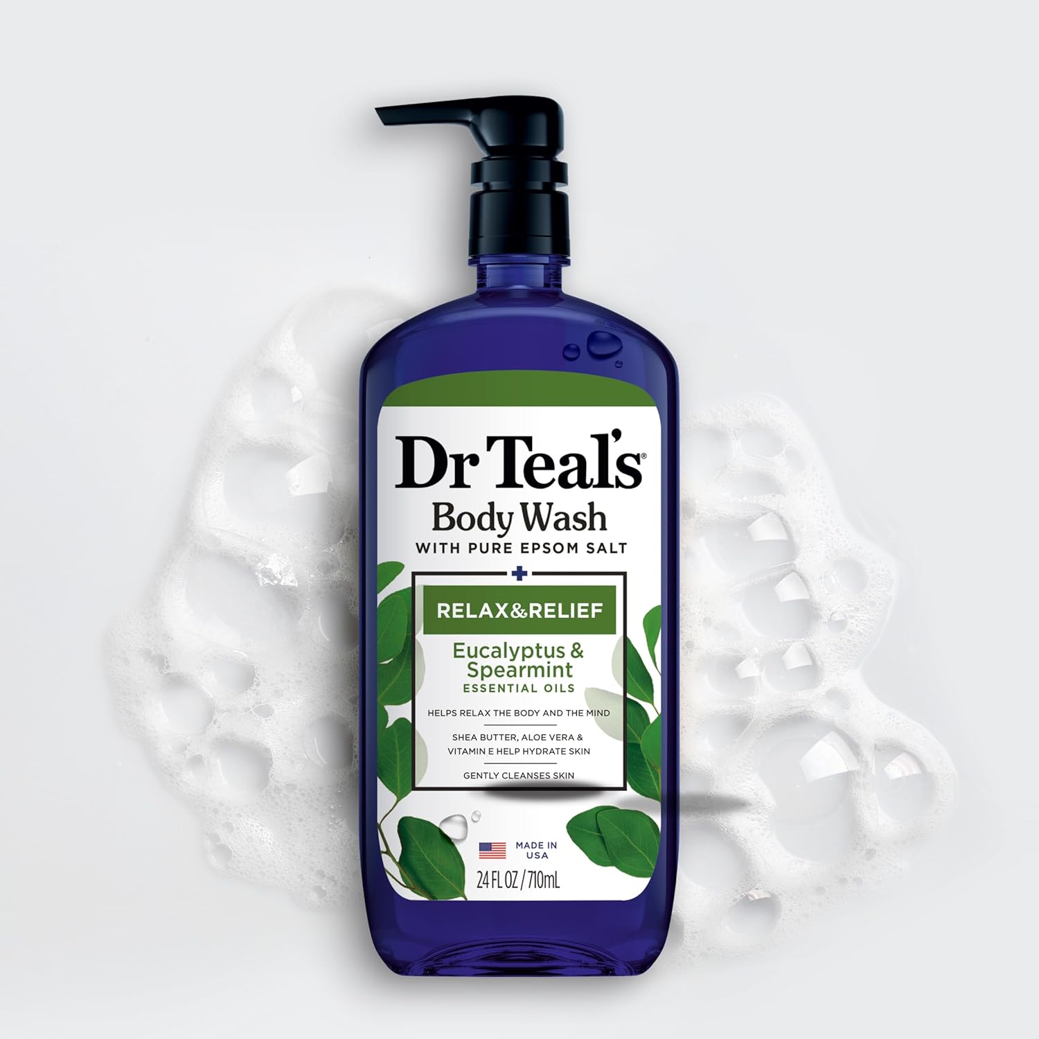 Dr Teal's Body Wash with Pure Epsom Salt, Relax & Relief with Eucalyptus & Spearmint, 24 fl oz (Pack of 2) - Image 7