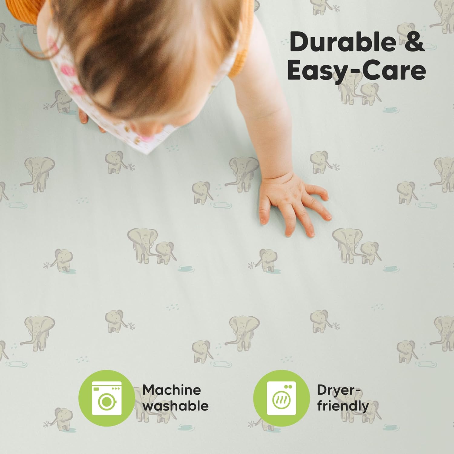 2-Pack Mini Crib Sheets Fitted - 38x26 Pack N Play Sheets for Pack and Play Mattress, Organic Cotton, Soft & Breathable Playard Bedding, Neutral Mini Toddler Bed Cover for Boys, Girls (Elly) - Image 8