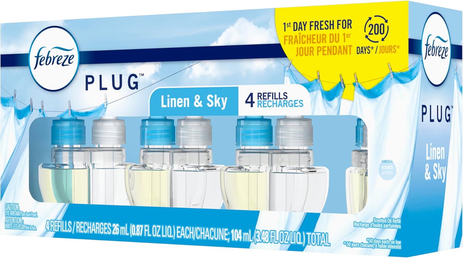 Febreze Plug In Air Freshener, Odor-Fighting Scented Oil Refill, Linen & Sky Scent, 4 Refills - Image 10