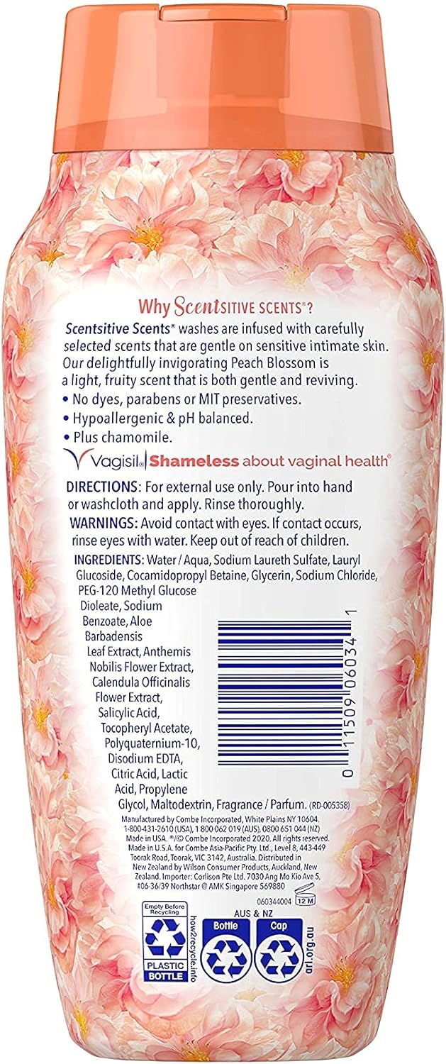 Vagisil Feminine Wash for Intimate Area Hygiene, Scentsitive Scents, pH Balanced and Gynecologist Tested, Peach Blossom, 12 oz (Pack of 1) - Image 7