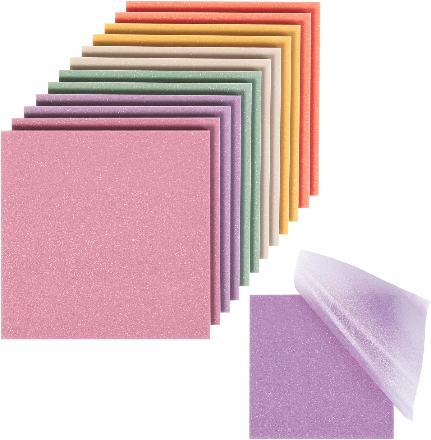 Mr. Pen- Transparent Glitter Sticky Notes, 3”x3”, 12 Pads, 600 Sheets, Colorful, Plastic Glitter Sticky Notes Bulk, Self-Stick Note Pads for Women, Office, School, Home, Study & Organization - Image 2