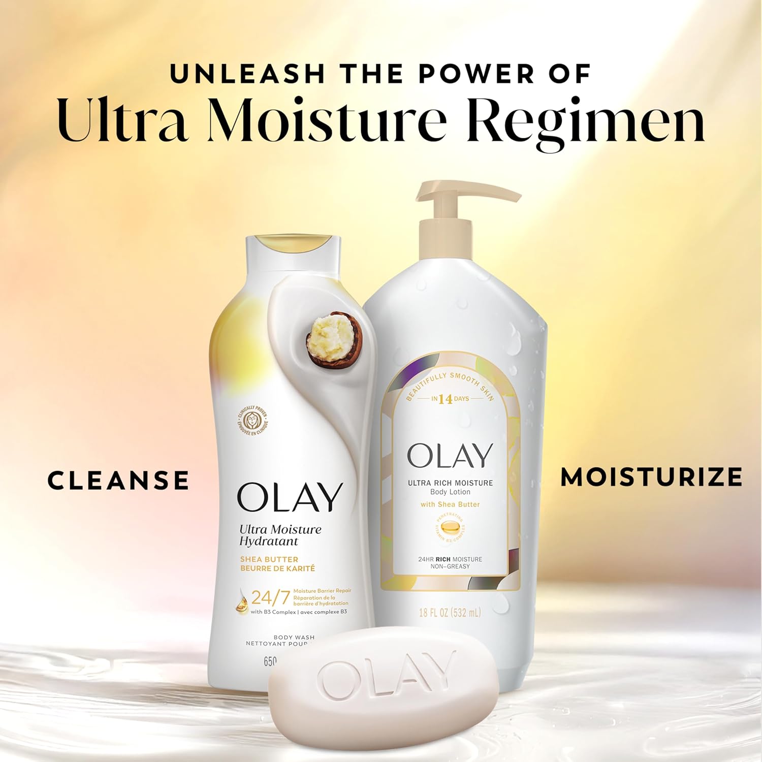 Olay Body Wash for Women, Ultra Moisture, 24hr Moisturizing, Hydrating & Refreshing, B3 Vitamin Complex, Free of Parabens & Phthalates, For All Skin Types, Shea Butter Scent, 22 fl oz - Image 11