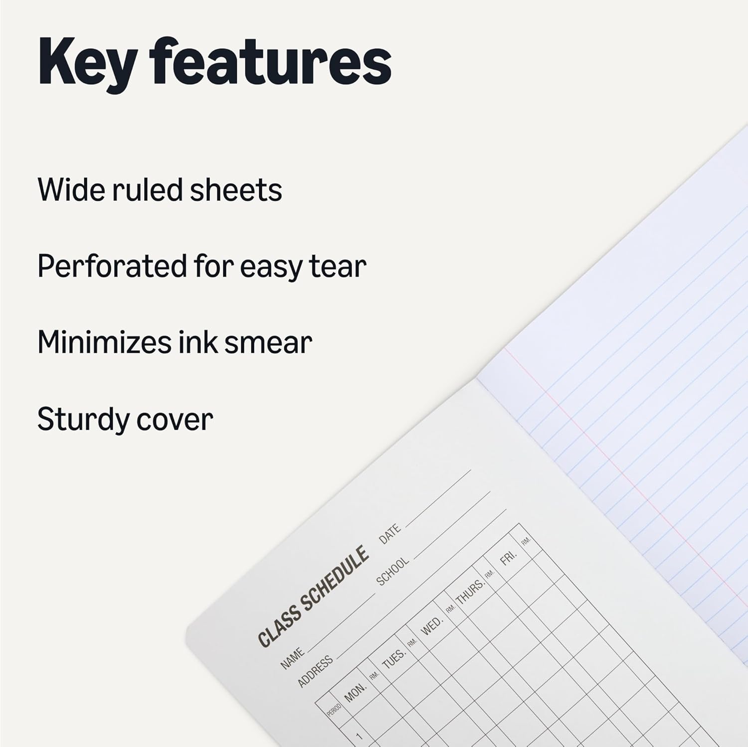 Amazon Basics Composition Notebook, Wide Ruled, 100 Sheets, 9.75" x 7.5", Assorted Marble Colors, 4-Pack - Image 2