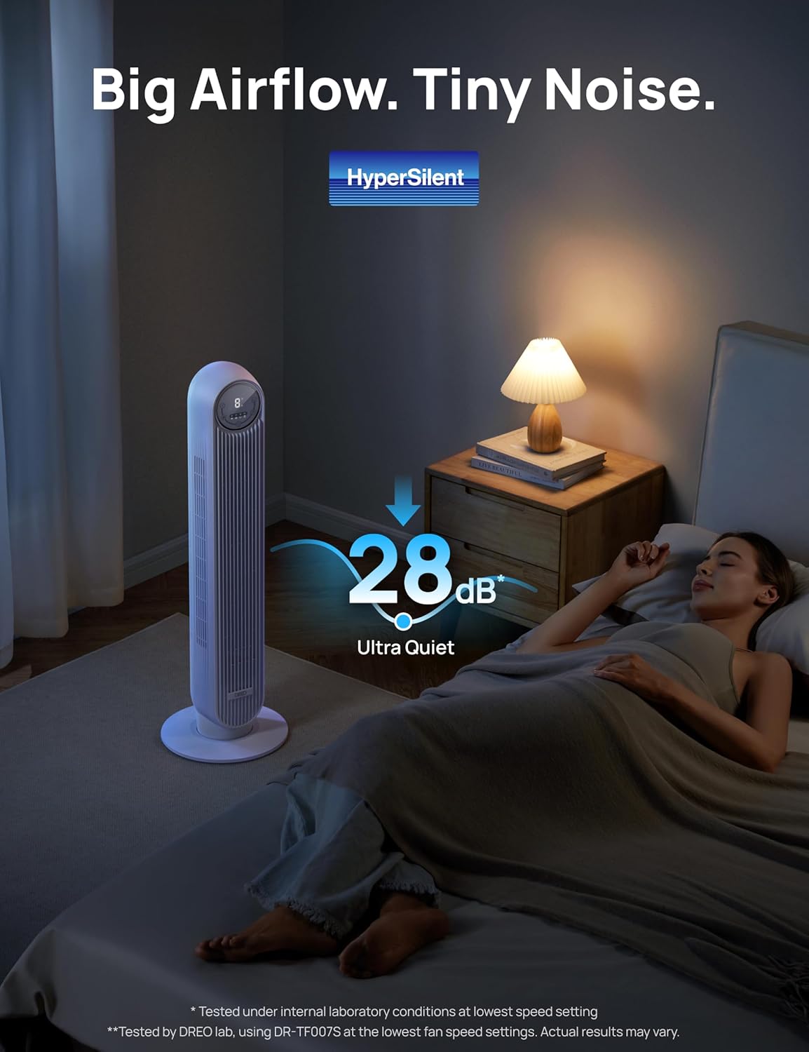 DREO Tower Fan for Bedroom, 25ft/s Smart Standing Fans, 90° Oscillating Floor Fan with 4 Modes, 4 Speeds, 8H Timer, 28dB, Bladeless, Remote, Works with WiFi Voice Control - Image 4