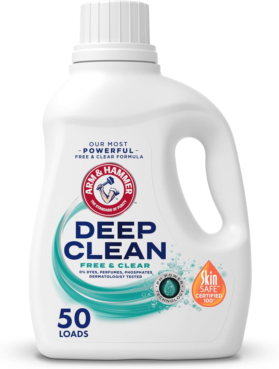 ARM & HAMMER Deep Clean Free & Clear Liquid Laundry Detergent, Free of Dyes, and Perfumes, Dermatologist Tested, 75 Fl Oz, 50 Loads - Image 2
