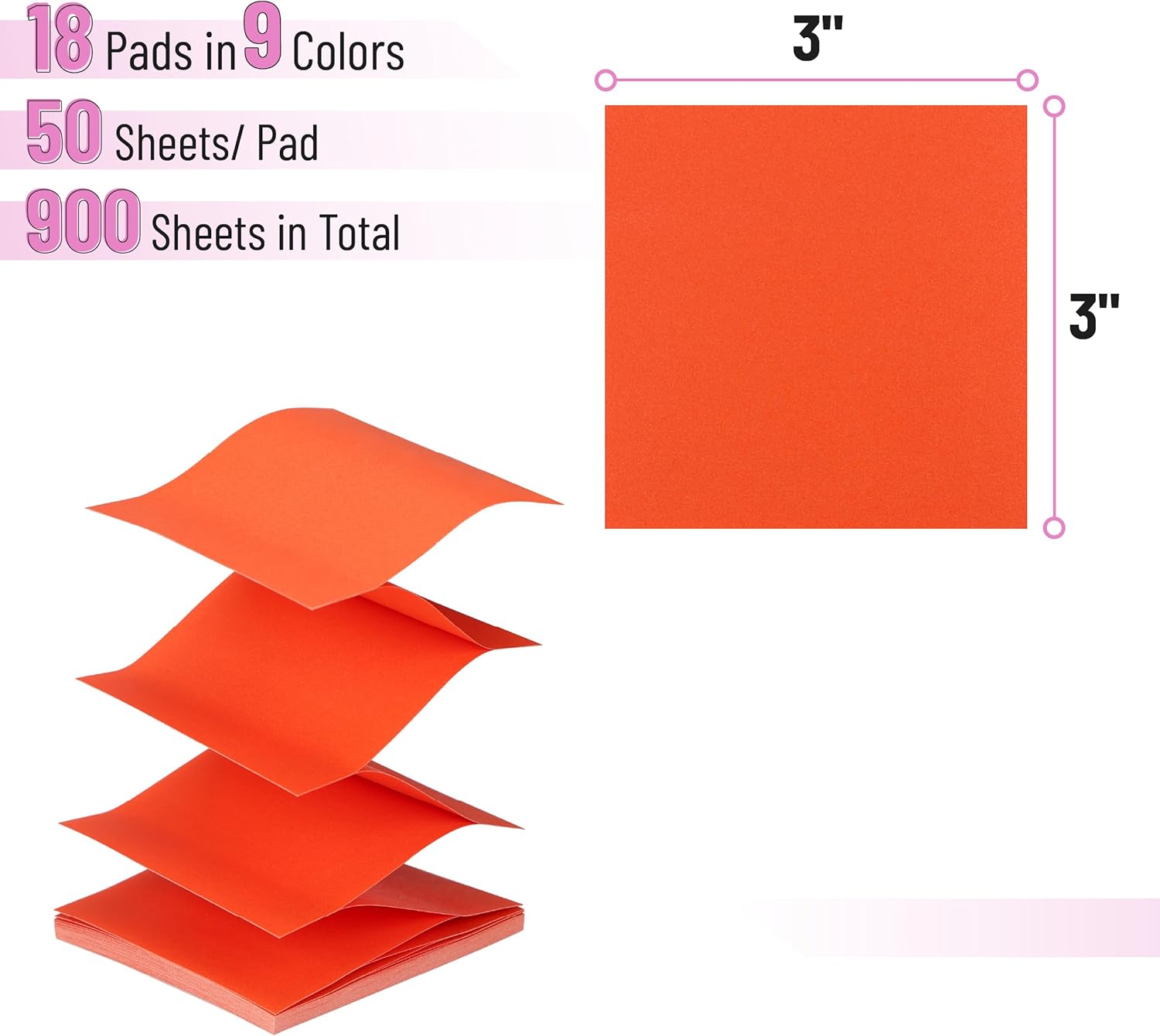 Mr. Pen- Pop Up Sticky Notes 3x3 Refills, 18 Pads, 900 Sheets, Bright Colors, Self Adhesive Memo Pads for Dispensers, Perfect for Home, Office & School, Stocky Notes for Bible Journaling - Image 3