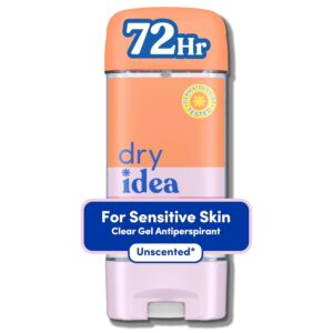 Dry Idea Gel Deodorant & Antiperspirant for Women – Hypoallergenic for Sensitive Skin, 2X Longer Sweat Protection*, 72Hr Odor Control, Unscented, Womens Deodorant, 3 oz