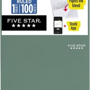 Five Star Top Spiral Notebook + Study App, 1 Subject, College Ruled Notepad, 8-1/2″ x 11″, 100 Sheets, Fights Ink Bleed, Water Resistant Cover, Seaglass Green (820058C-ECM)